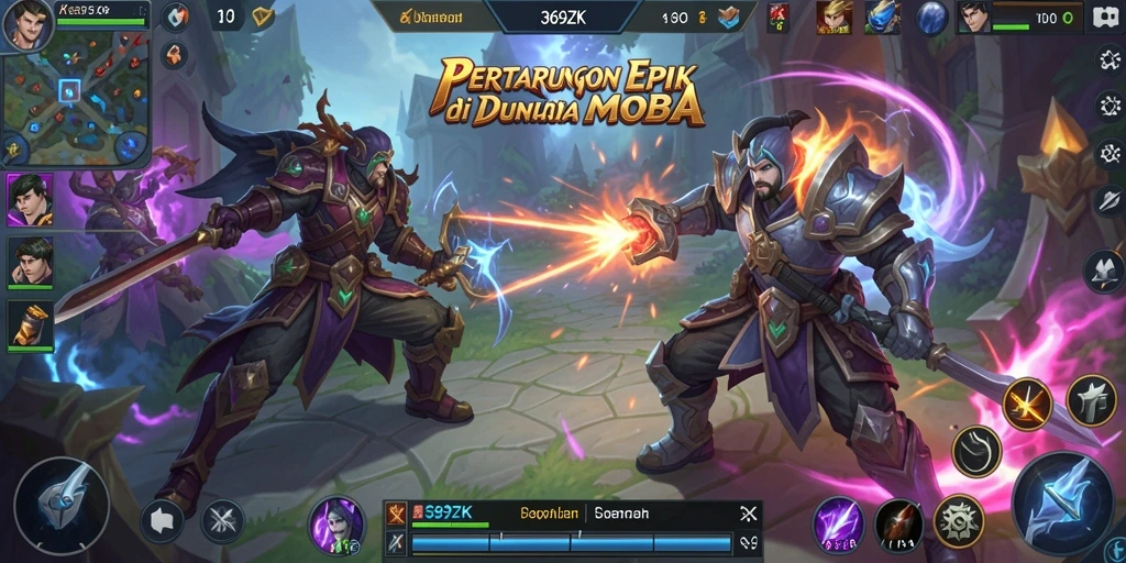 Tampilan gameplay seru di 369ZK dengan aksi MOBA yang mendebarkan.