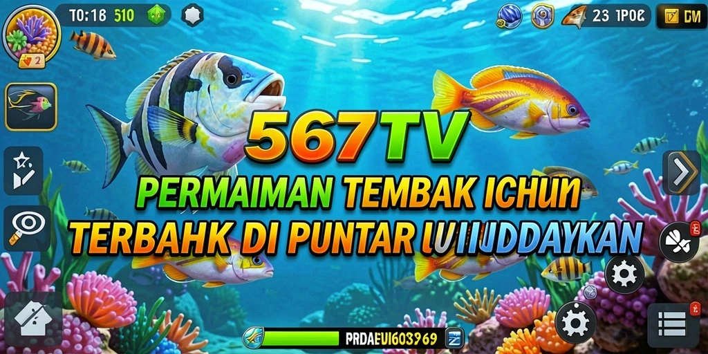 Tampilan gameplay seru dalam 567TV dengan aksi menembak ikan.