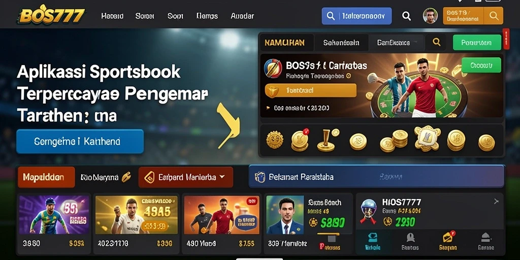 Screenshot utama BOS777 menunjukkan antarmuka menarik untuk taruhan olahraga.