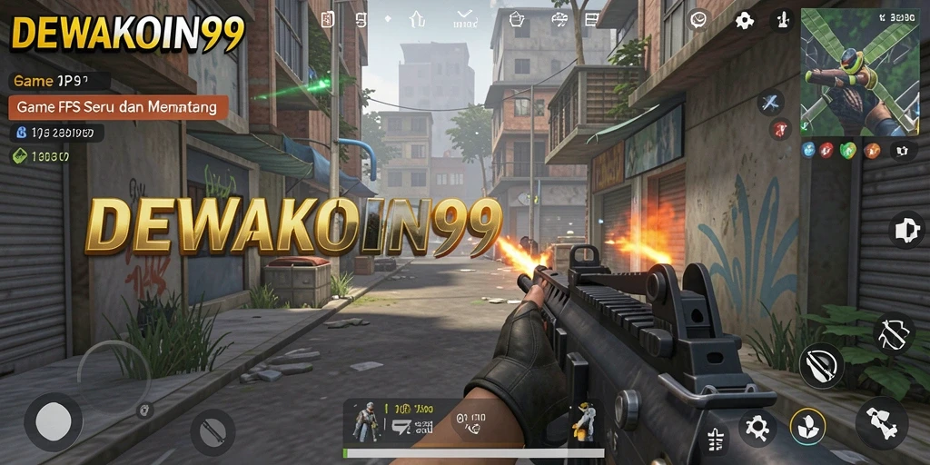 Screenshot gameplay DEWAKOIN99 yang menampilkan pertempuran FPS yang menggugah adrenalin.