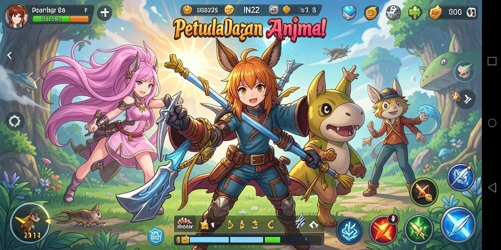 Tampilan seru gameplay IN22 dalam dunia anime.