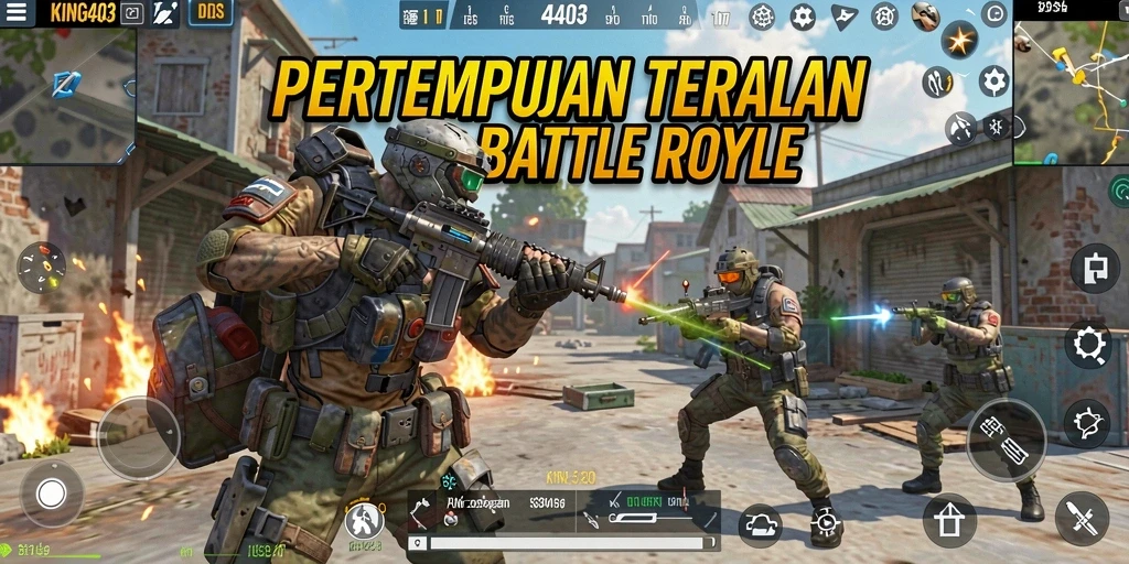 Tampilan seru dari gameplay KING403 dalam pertempuran Battle Royale.