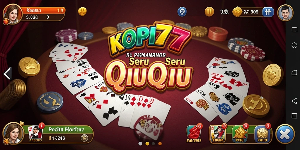 Gameplay QiuQiu yang seru dalam KOPI77, nikmati keseruan bermain kartu.