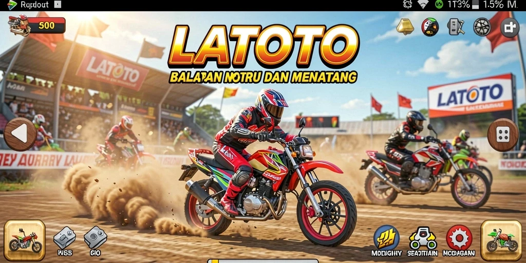 Tampilan gameplay balapan motor yang intens dan seru.