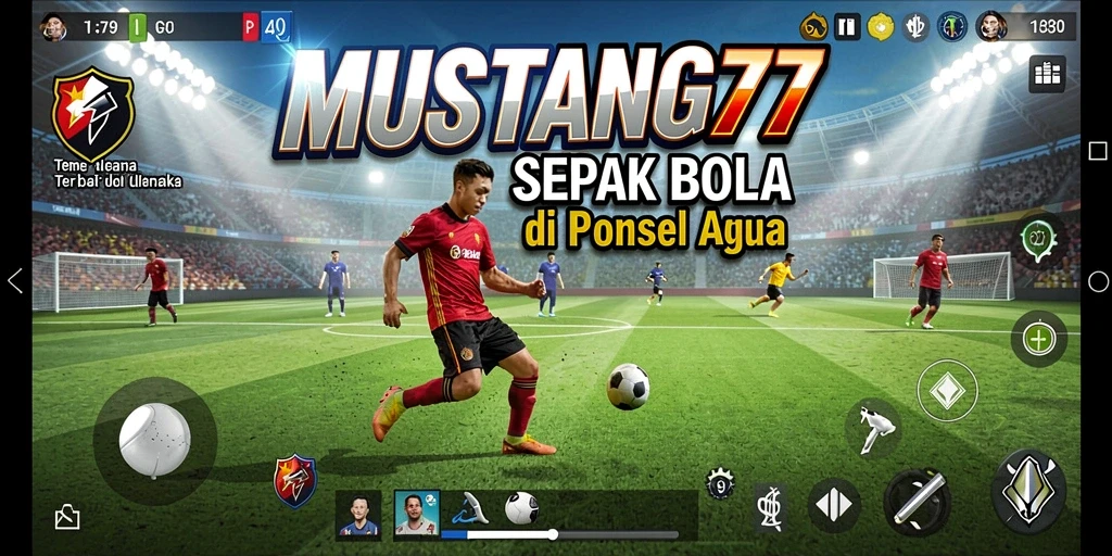 Tampilan gameplay MUSTANG77 menampilkan aksi seru sepak bola.