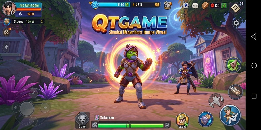 Tangkapan layar gameplay QTGAME yang menampilkan interaksi pengguna.