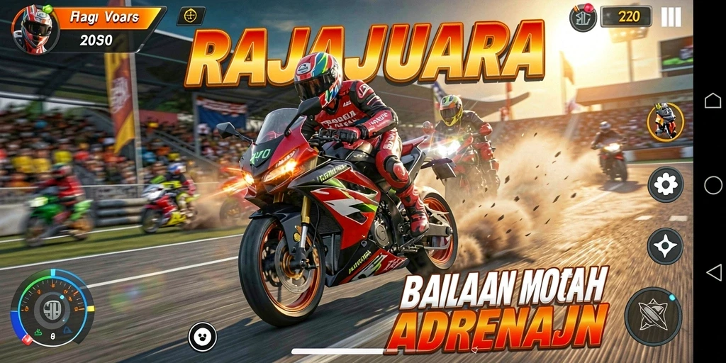 Gameplay seru balapan motor yang intens dan menegangkan.