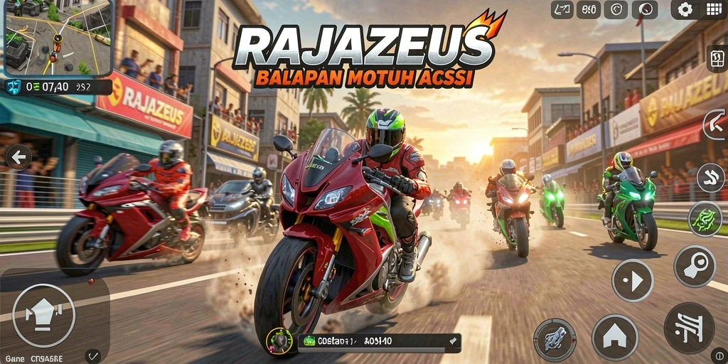 Tampilan menakjubkan dari gameplay balapan motor RAJAZEUS.